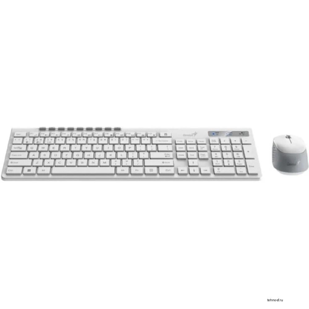 Клавиатура + мышь Genius Smart Slimstar 8230 WHITE {USB,1 мини-ресивер на оба устройства,104 кл кнопка SmartGenius,  мембранная,800-1600 DPI} [31340015402]