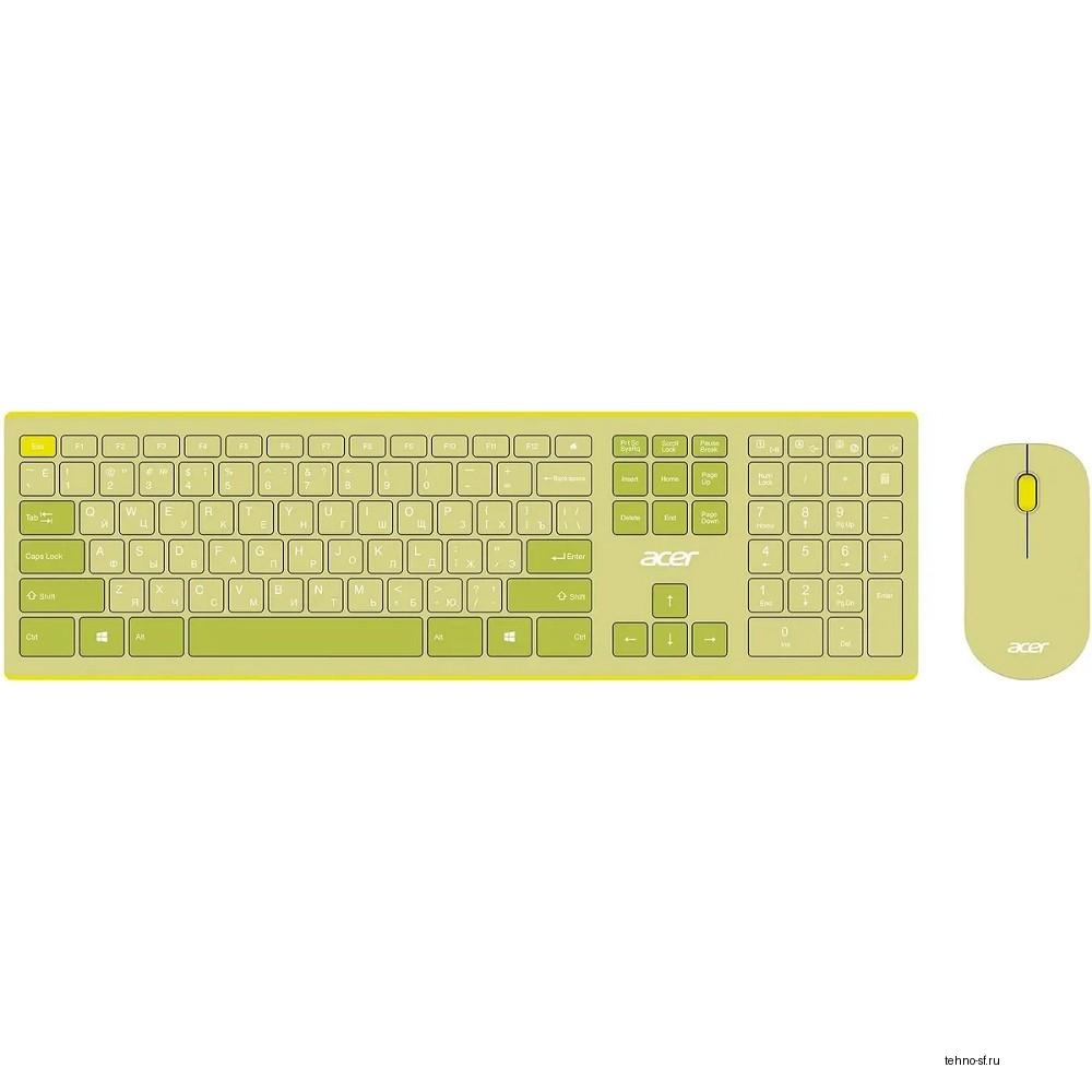 Acer OCC205 [ZL.ACCEE.00E] Комплект (клавиатура+мышь) клав:зеленый/желтый мышь:зеленый/желтый USB беспроводная slim