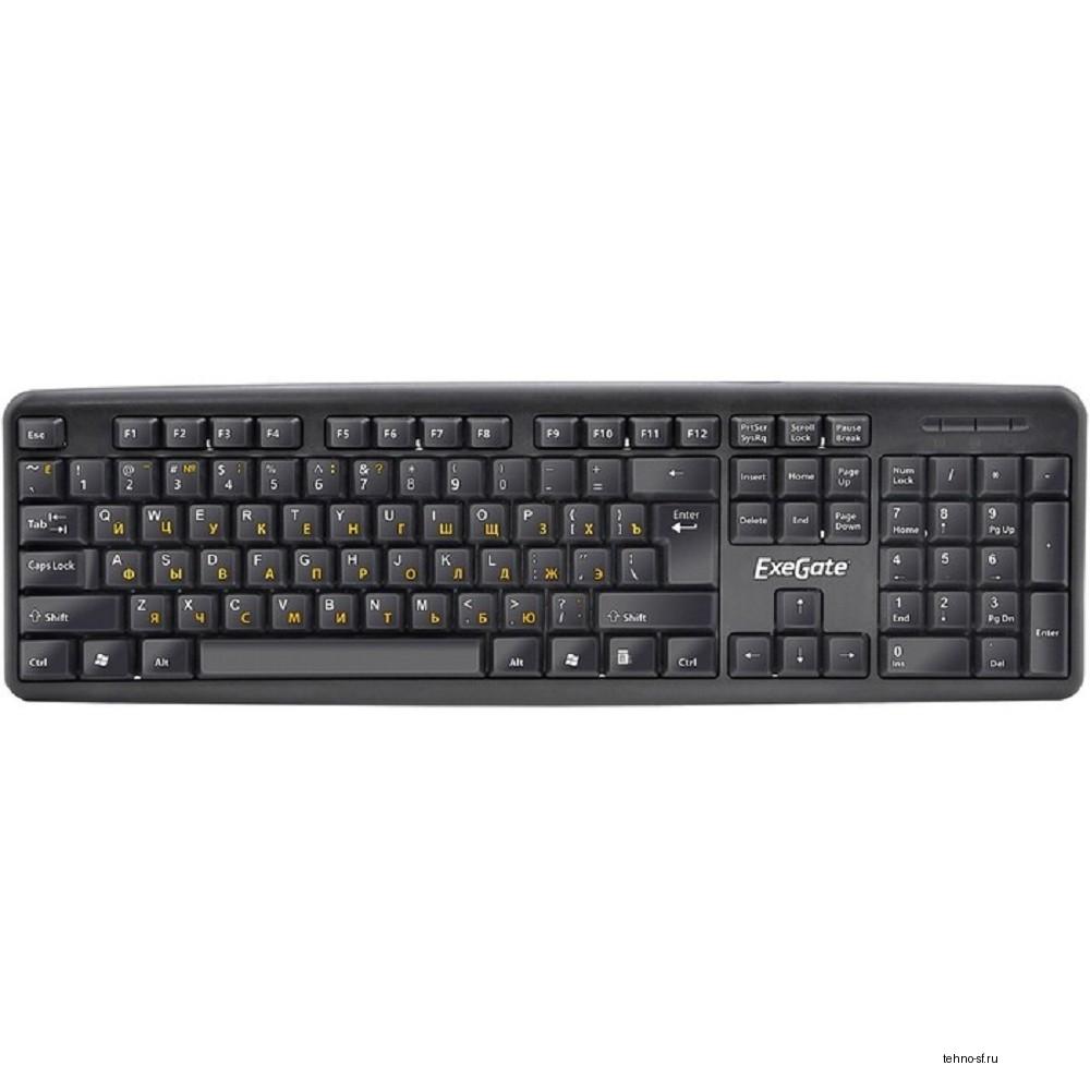 Exegate EX263905RUS Клавиатура Exegate LY-331, <USB, шнур 1,5м, черная, 104кл, Enter большой>, Color box