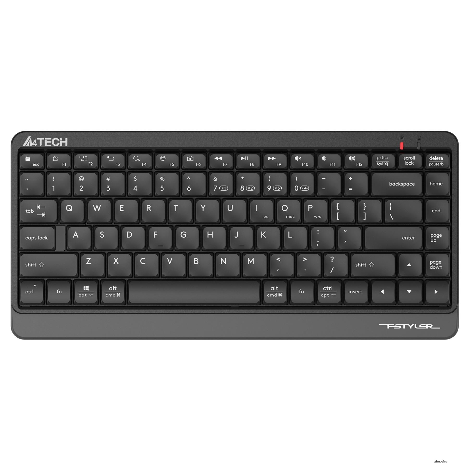 Клавиатура A4Tech Fstyler FBK11 черный/серый USB беспроводная BT/Radio slim [1595334]