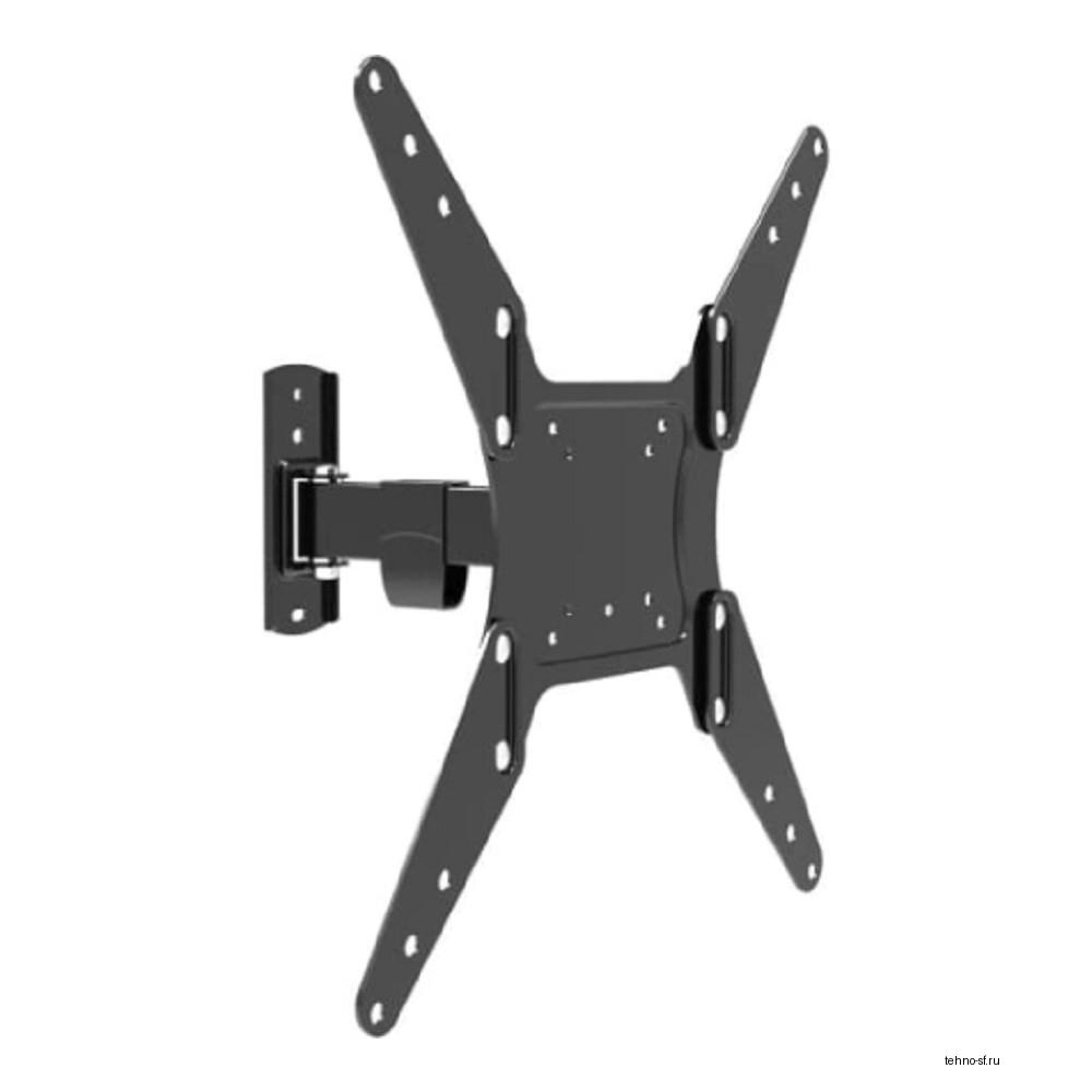 Wize [WP55] для дисплеев 17-55", VESA 75x75, 100x100, 200x200, 300х300, 400х400 мм., макс. нагрузка 25 кг, расстояние от стены 55-225 мм., наклон -5°/+15°, поворот -60°/+60°, черн.